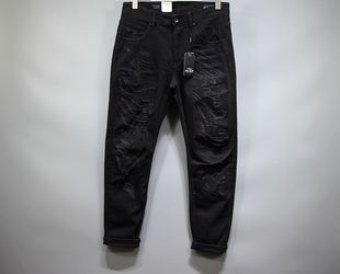 长裤 高端ABLE 弹力黑牛水洗重工磨破修身 男春秋新品 子 JEANS牛仔裤