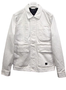 ABLE JEANS复古白牛牛仔夹克男立体工装多口袋休闲潮外套