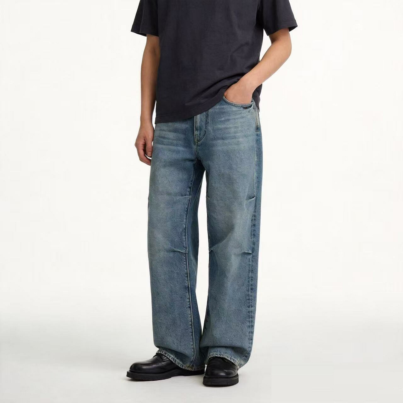 ABLEJEANS男牛仔裤宽松直筒长裤