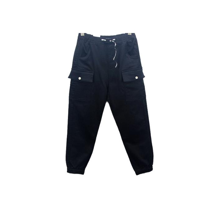 ABLE JEANS男女工装裤黑色立体松紧腰弹力口袋复古潮流休闲运动裤