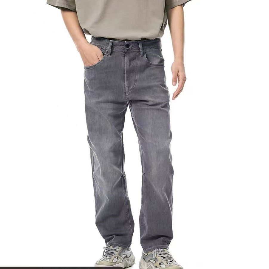 ABLE JEANS男牛仔裤灰牛立体滑板裤直筒复古水洗潮流破洞休闲男裤