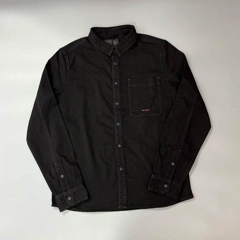 中性款ABLE JEANS男女牛仔衬衫25秋新品黑色简约通勤休闲长袖衬衣