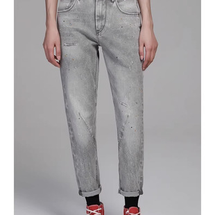 男女水洗做旧立体宽松锥形裤 灰牛牛仔裤 701039 JEANS新品 中性ABLE