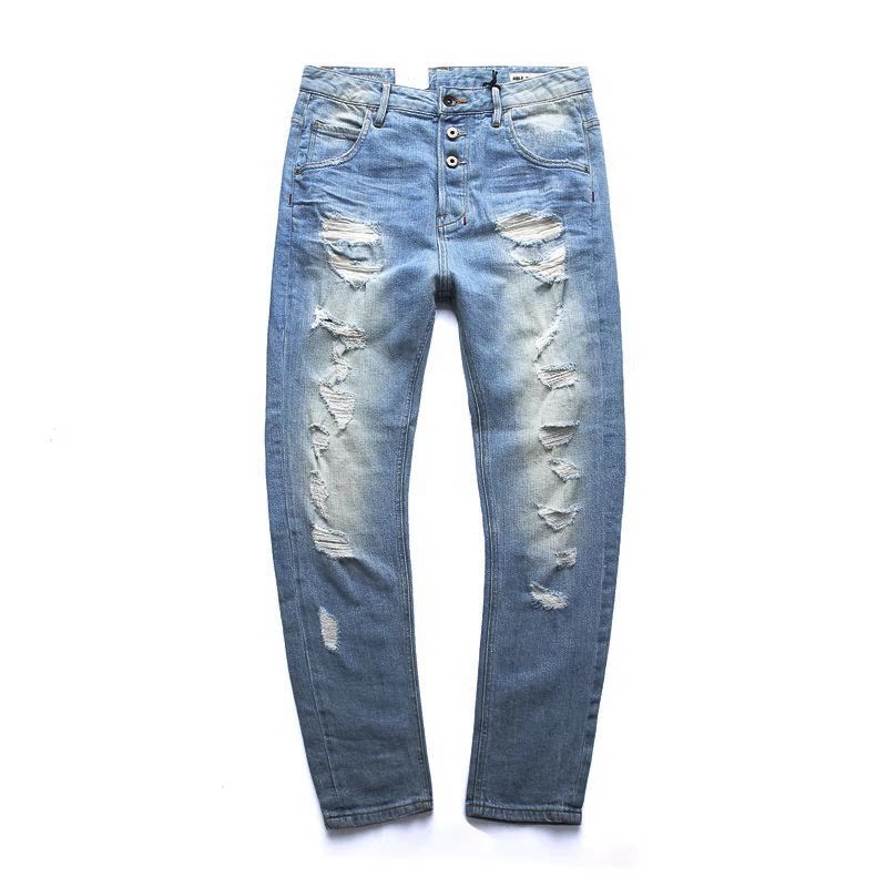 ABLEJEANS女牛仔裤直筒破洞长裤