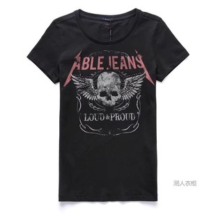 ABLE 全棉立体圆领撞钉印花半袖 JEANS女短袖 新品 上衣 体恤夏季 特价