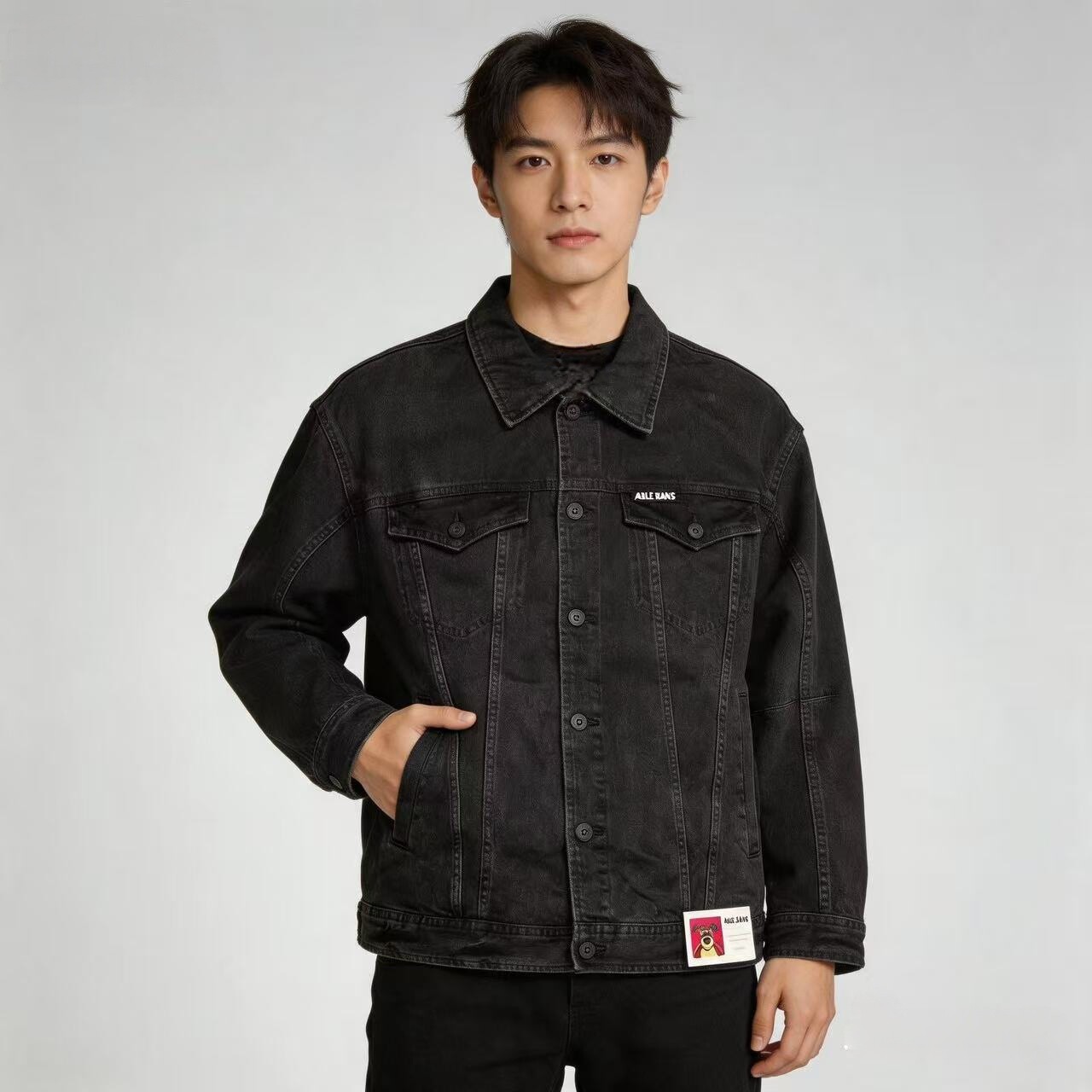 ABLEJEANS翻领春秋牛仔夹克外套