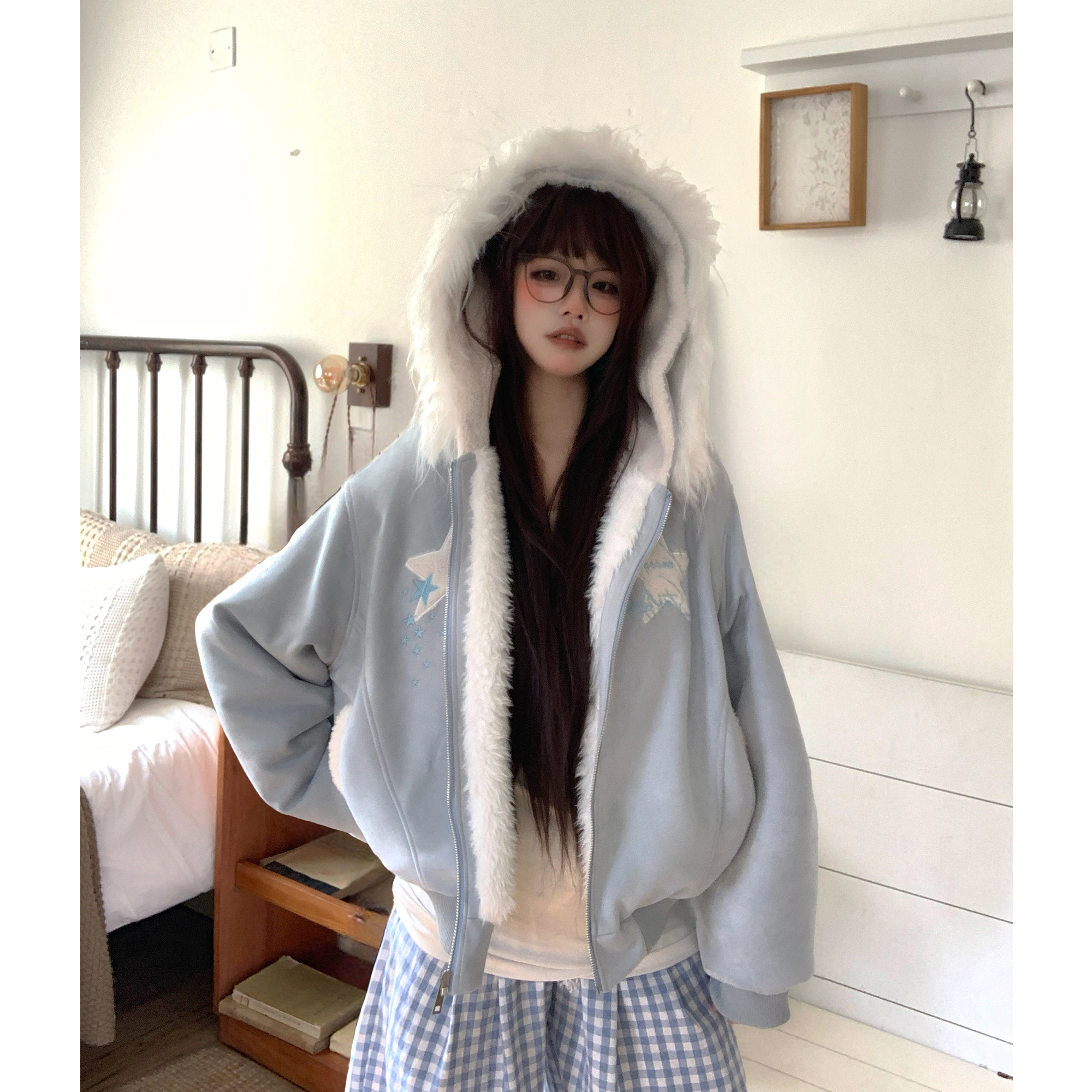 TUDOU土豆猫巨好看的冬季麂皮外套女加绒宽松2025年新款保暖棉衣