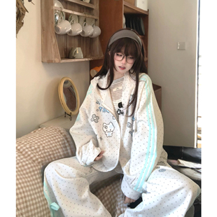 春轻亚休闲套装 TUDOU土豆猫波点连帽卫衣开衫 外套女宽松2026新款
