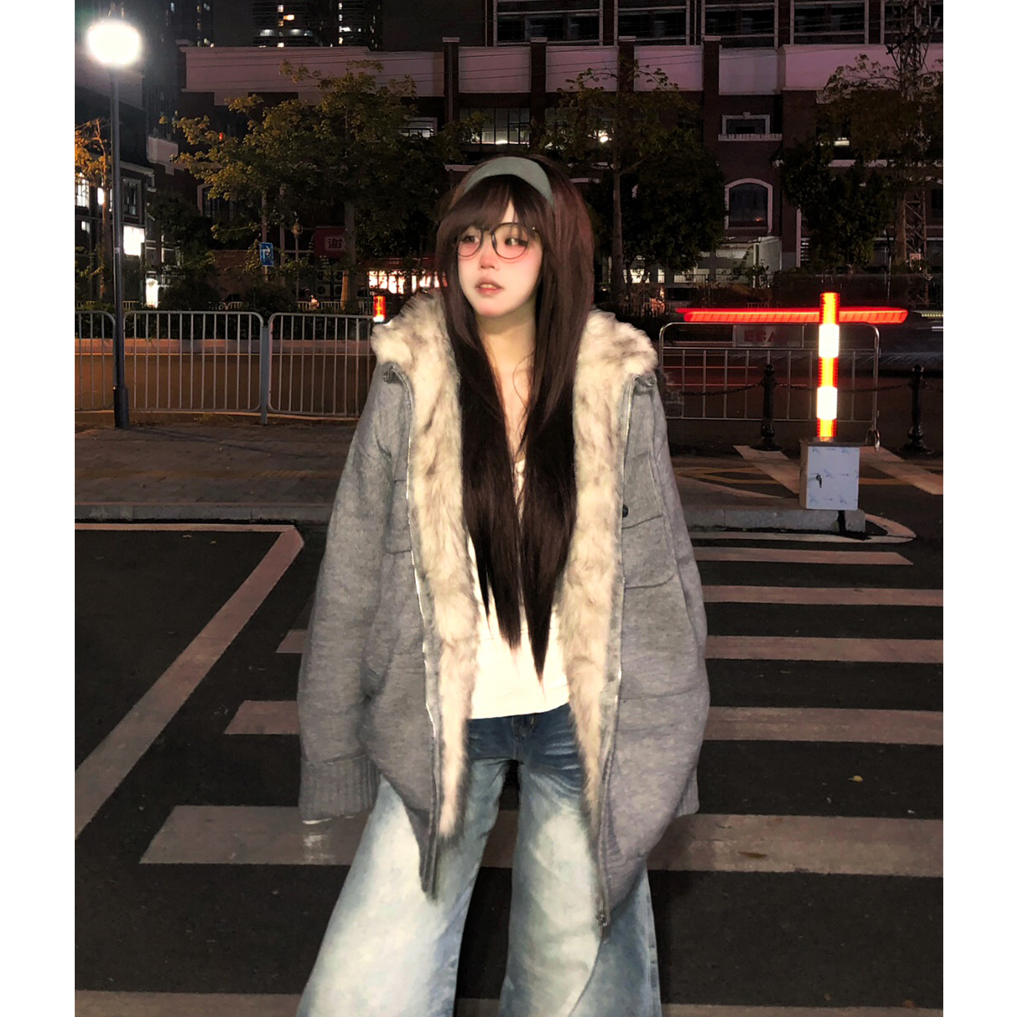 土豆猫复古加绒座山雕棉服外套女