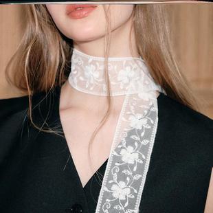 颈部装饰蕾丝飘带白色花朵遮伤疤颈带痕饰品配饰脖子项圈圣诞节气