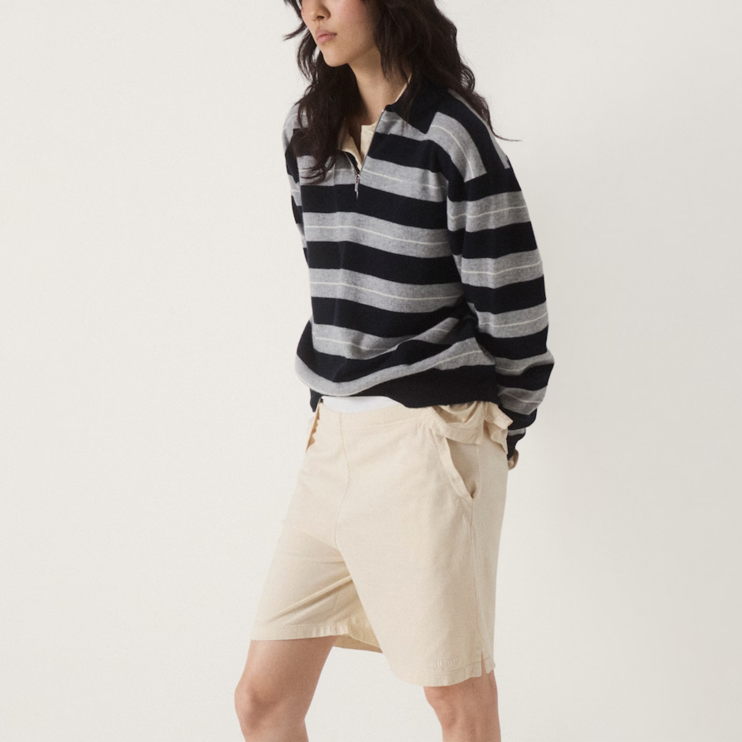 气质软糯山羊毛衫女撞色条纹