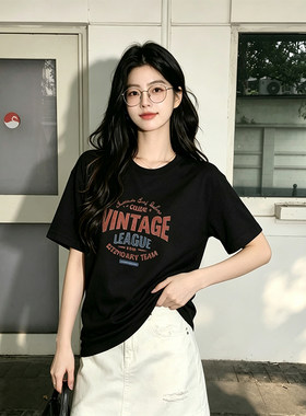 韩系宽松纯棉短袖T恤女夏季