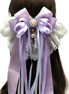 高定紫色原创设计超大蕾丝蝴蝶结高端定制lo娘cosplay欧美范日韩