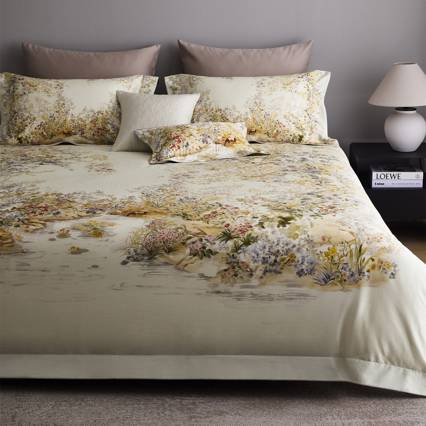 厂家直发【春浔花涧】高奢100支双股埃及棉提花印花四件套长绒棉