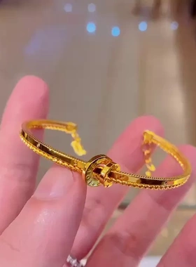 双环开口手镯女镀18K金ins潮精品时尚可调节手环情人节送女友闺蜜