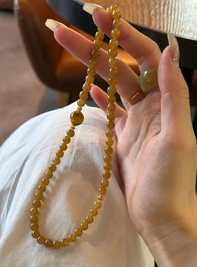 天然且末糖黄糖和田玉手串虎眼叠戴手链女送闺蜜手饰七夕礼物
