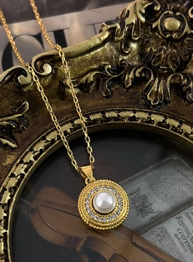 《涟漪》原创设计高级感温柔仿淡水珍珠项链圆形复古法式吊坠女