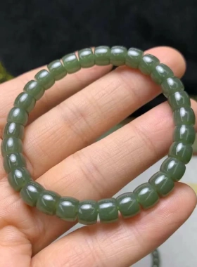 和田玉青海料6x7直切手串湖水绿手链工艺精湛细腻油润百搭批