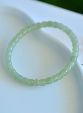 天然和田玉青海料晴水直切手链单圈手串清新温润女式手饰