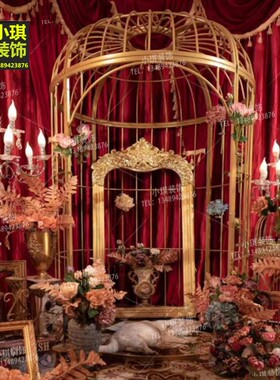 欧式铁艺超大型鸟笼婚庆装饰摆件户外落地别墅特大号摄影道具鸟笼
