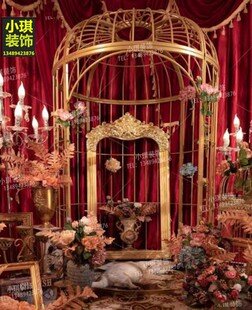 欧式铁艺超大型鸟笼婚庆装饰摆件户外落地别墅特大号摄影道具鸟笼