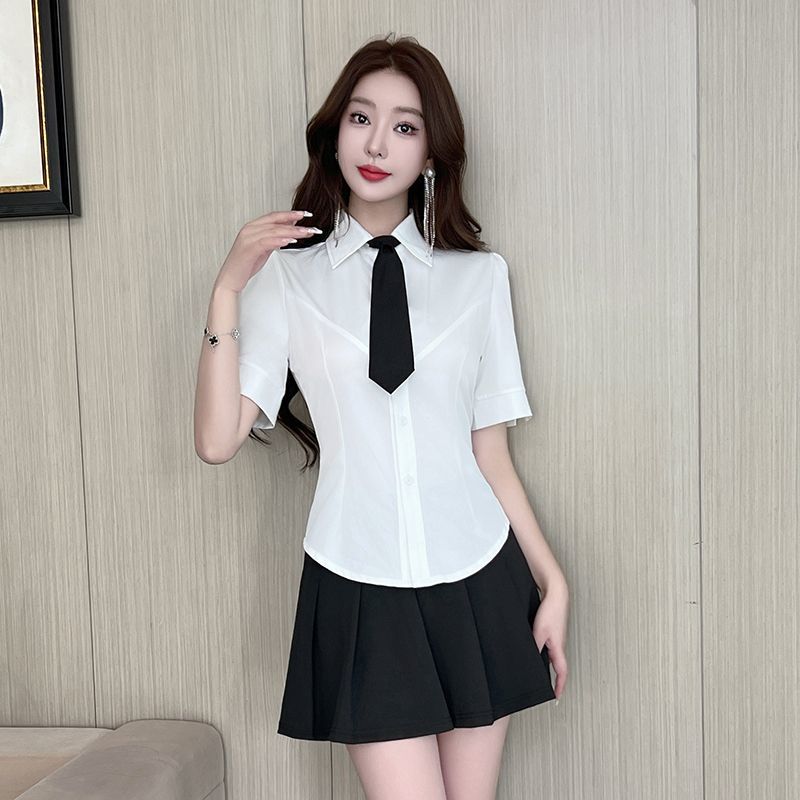 白衬衫套装泰式技师服修身气质按职业女裙套装