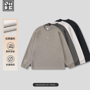 男装|2025年冬季新款加绒圆领长袖卫衣男士简约百搭套头保暖上衣