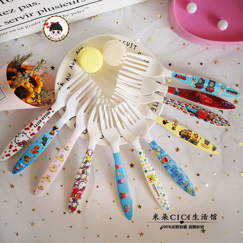 创意叉卡通可爱水果叉仿瓷儿童小叉子凯蒂猫米奇叉水果签叉子