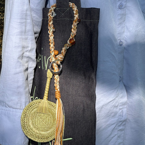 树的岛Tree手工编织迷你扇子包挂