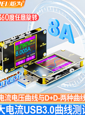 炬为多功能Type-C PD检测仪usb测试仪数显电压电流表容量测量仪表