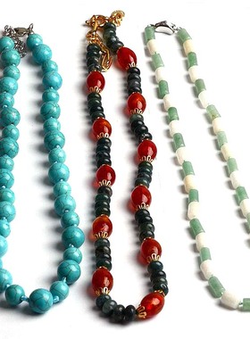 个性气质高雅蓝松饰项链海草玛瑙琉璃绿东陵简约项饰女特价