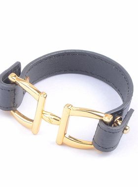 欧美风质感黑色孤品皮手链特价