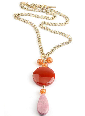 欧美玛瑙石配饰做旧色毛衣链特价