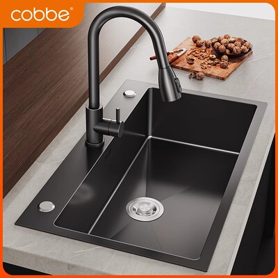 卡贝手工水槽大单槽纳米台下盆