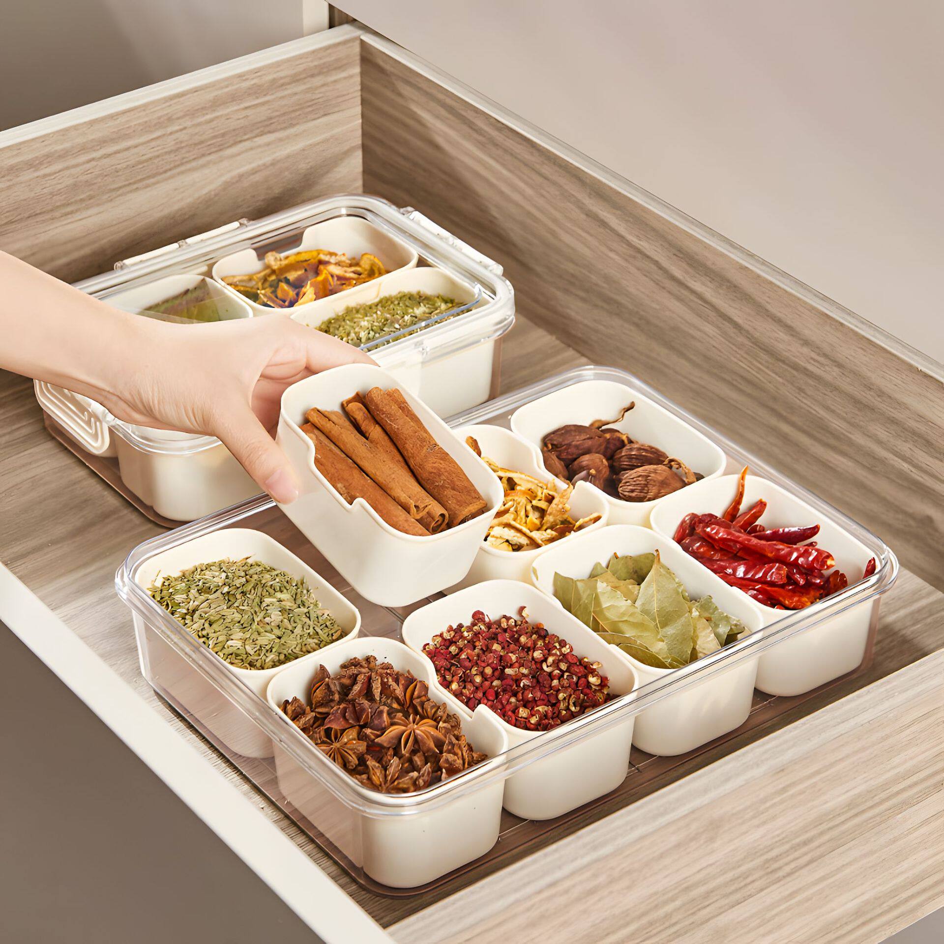 食品级塑料分格密封香料保鲜盒