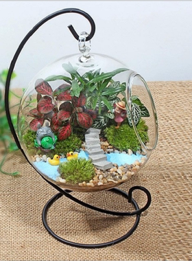 桌面节日饰品挂架微景观配件花瓶挂钩DIY小屋玻璃球铁架摆件包邮