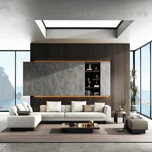 优当家意大利罗杰布艺沙发设计感大小户型别墅L型转角真皮沙发