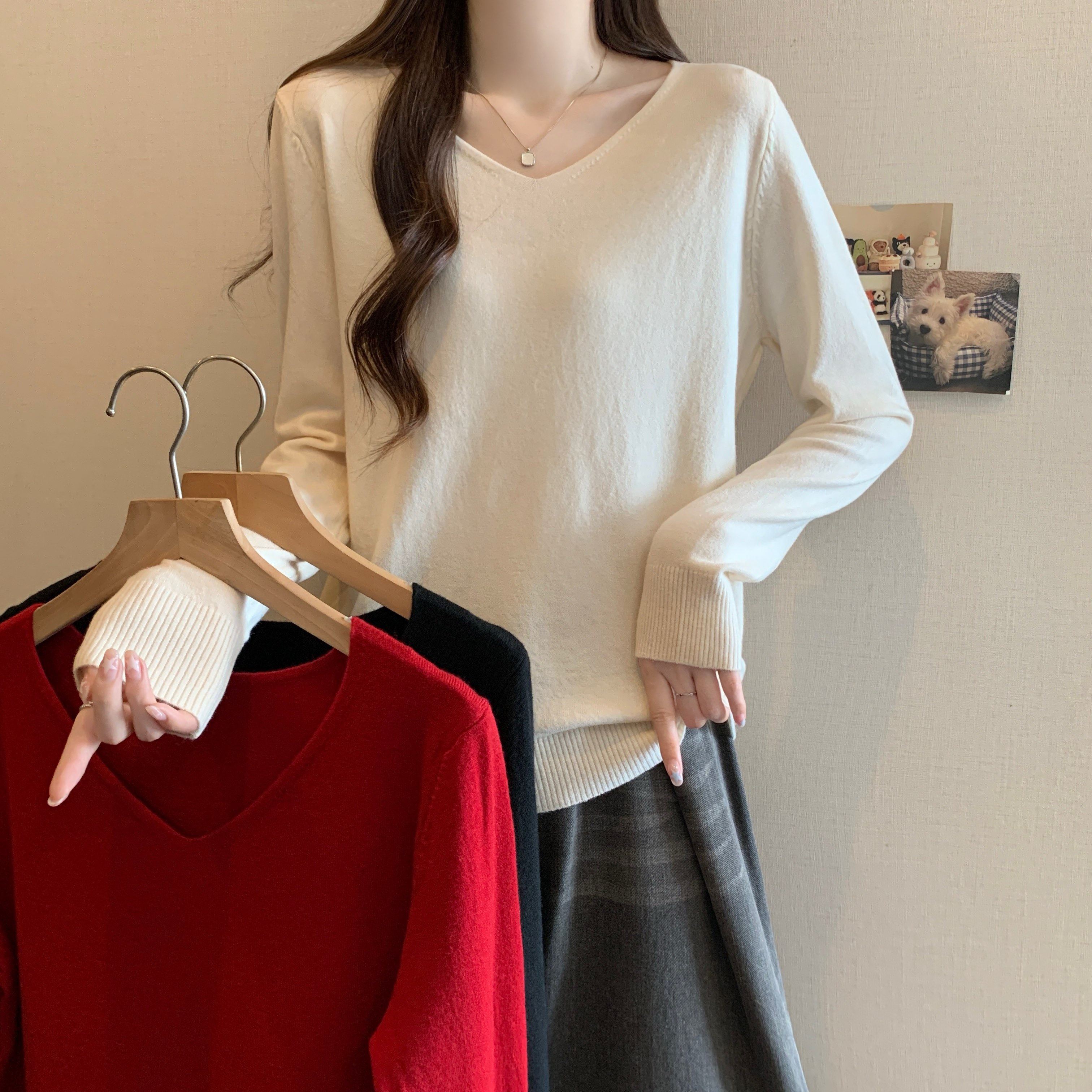 大码女装秋冬新款宽松慵懒风V领长袖针织衫胖MM百搭毛衣打底衫潮,女装/女士精品,大码内搭,淘宝优惠券,粉丝福利购,淘宝优惠卷