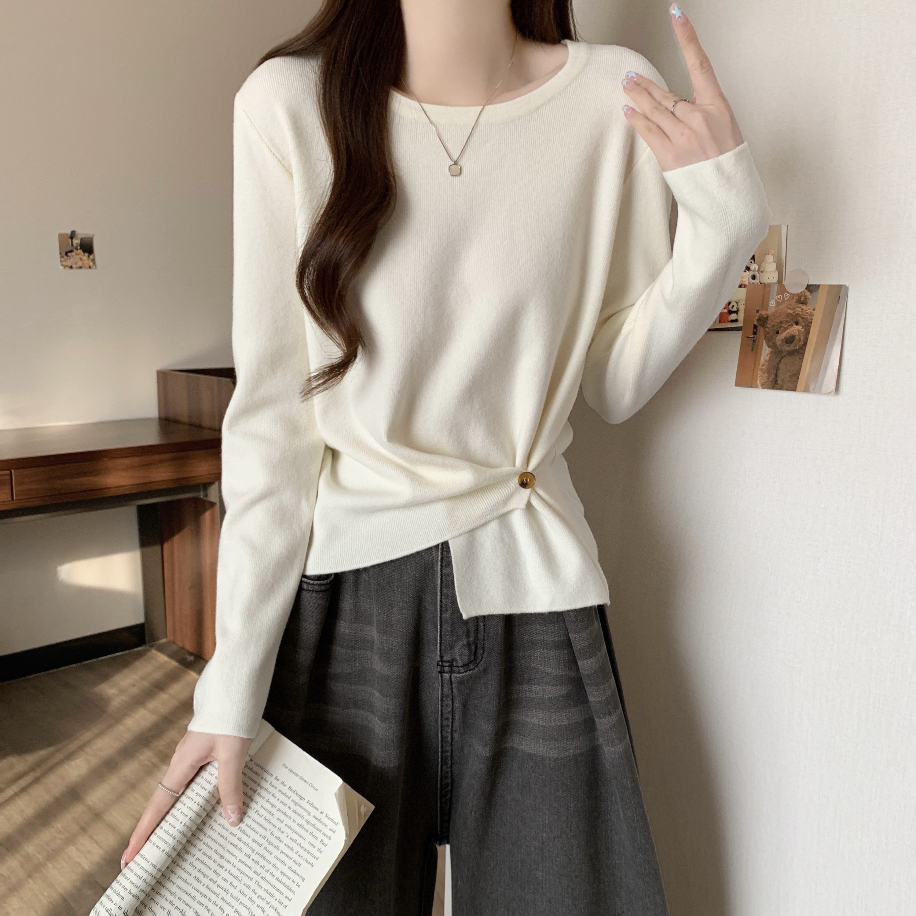 大码女装2025秋冬新款设计感收腰操作针织衫胖MM百搭打底衫上衣潮,女装/女士精品,毛针织衫,淘宝优惠券,粉丝福利购,淘宝优惠卷