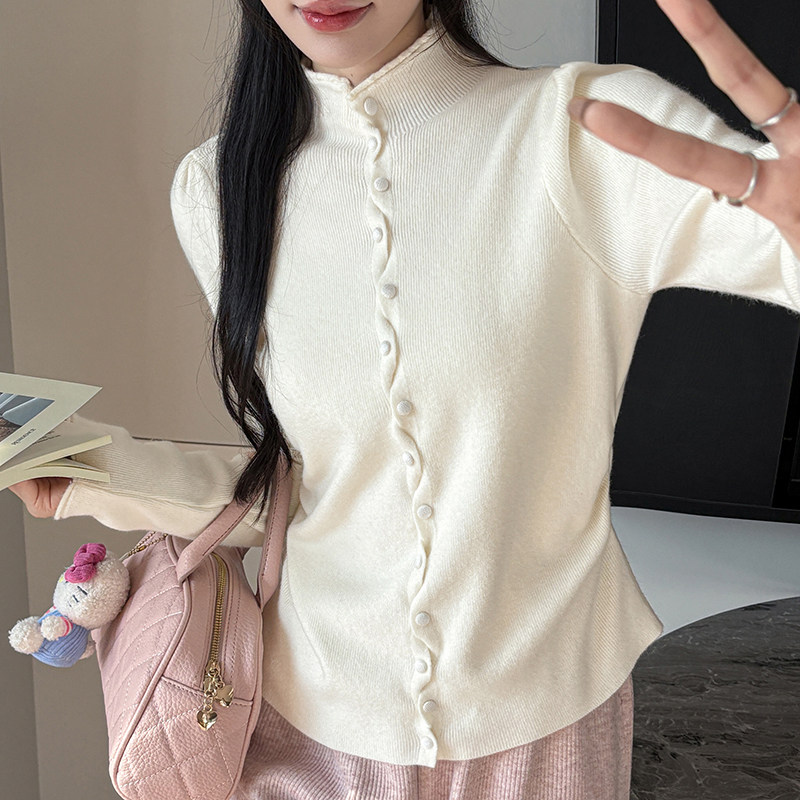 2025秋冬新款高领排扣加厚打底针织衫设计感纽扣长袖内搭外穿上衣,女装/女士精品,毛针织衫,淘宝优惠券,粉丝福利购,淘宝优惠卷