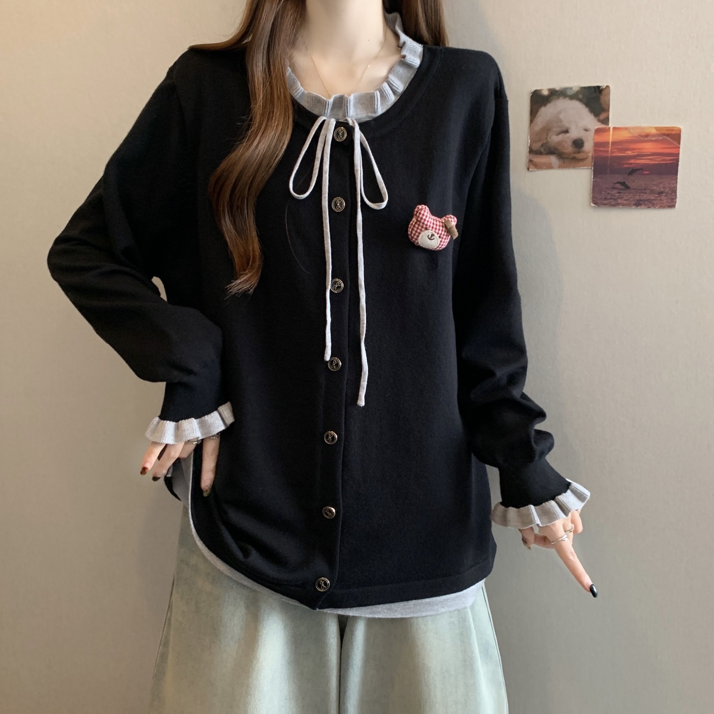 大码女装休闲慵懒风假两件针织衫秋冬新款胖mm宽松百搭长袖毛衣潮,女装/女士精品,大码内搭,淘宝优惠券,粉丝福利购,淘宝优惠卷