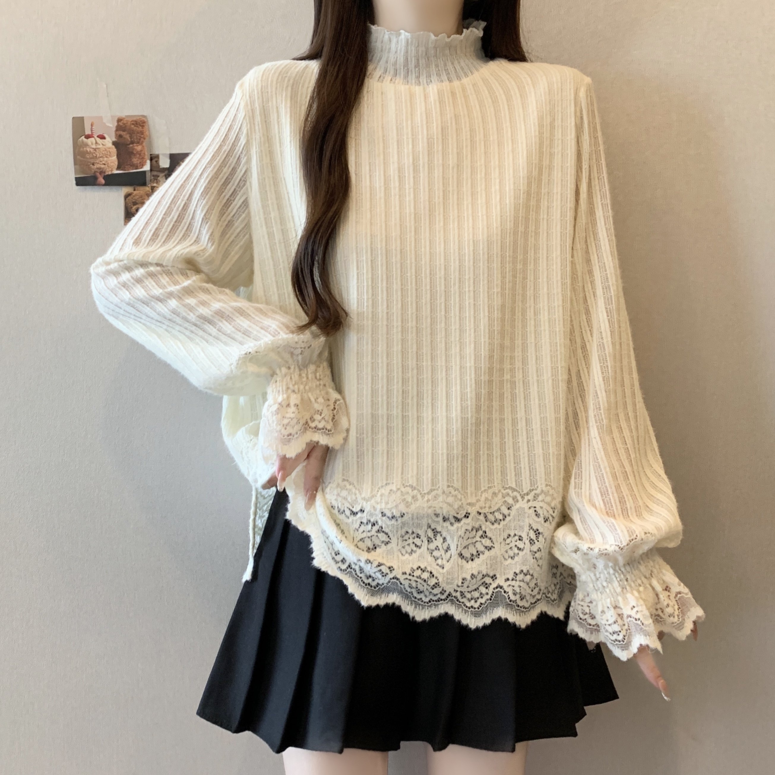 大码女装法式气质磨毛蕾丝衫半高领打底衫秋冬新款胖MM内搭上衣潮,女装/女士精品,大码内搭,淘宝优惠券,粉丝福利购,淘宝优惠卷