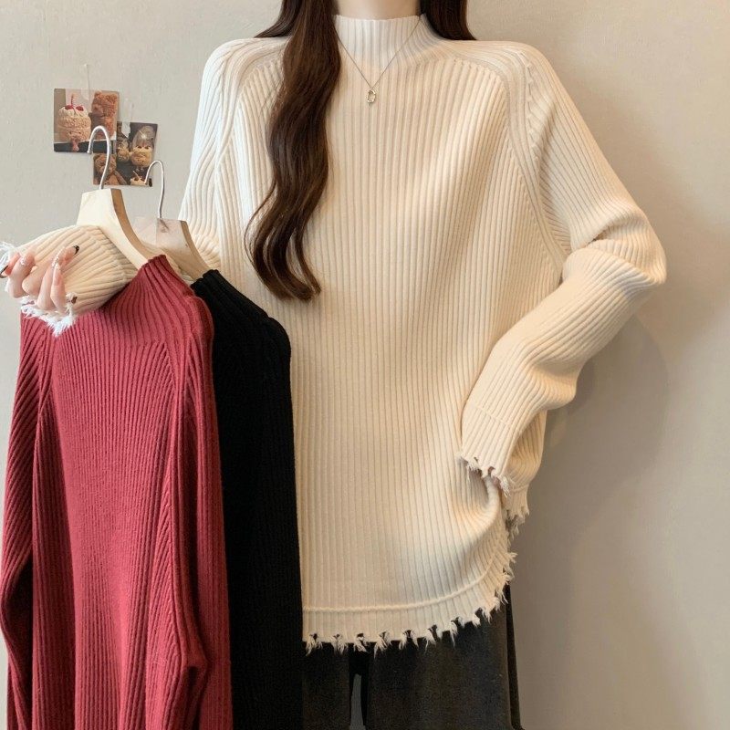 大码女装2025秋冬新款胖MM中领插肩袖宽松下摆流苏长袖套头毛衣潮,女装/女士精品,大码内搭,淘宝优惠券,粉丝福利购,淘宝优惠卷