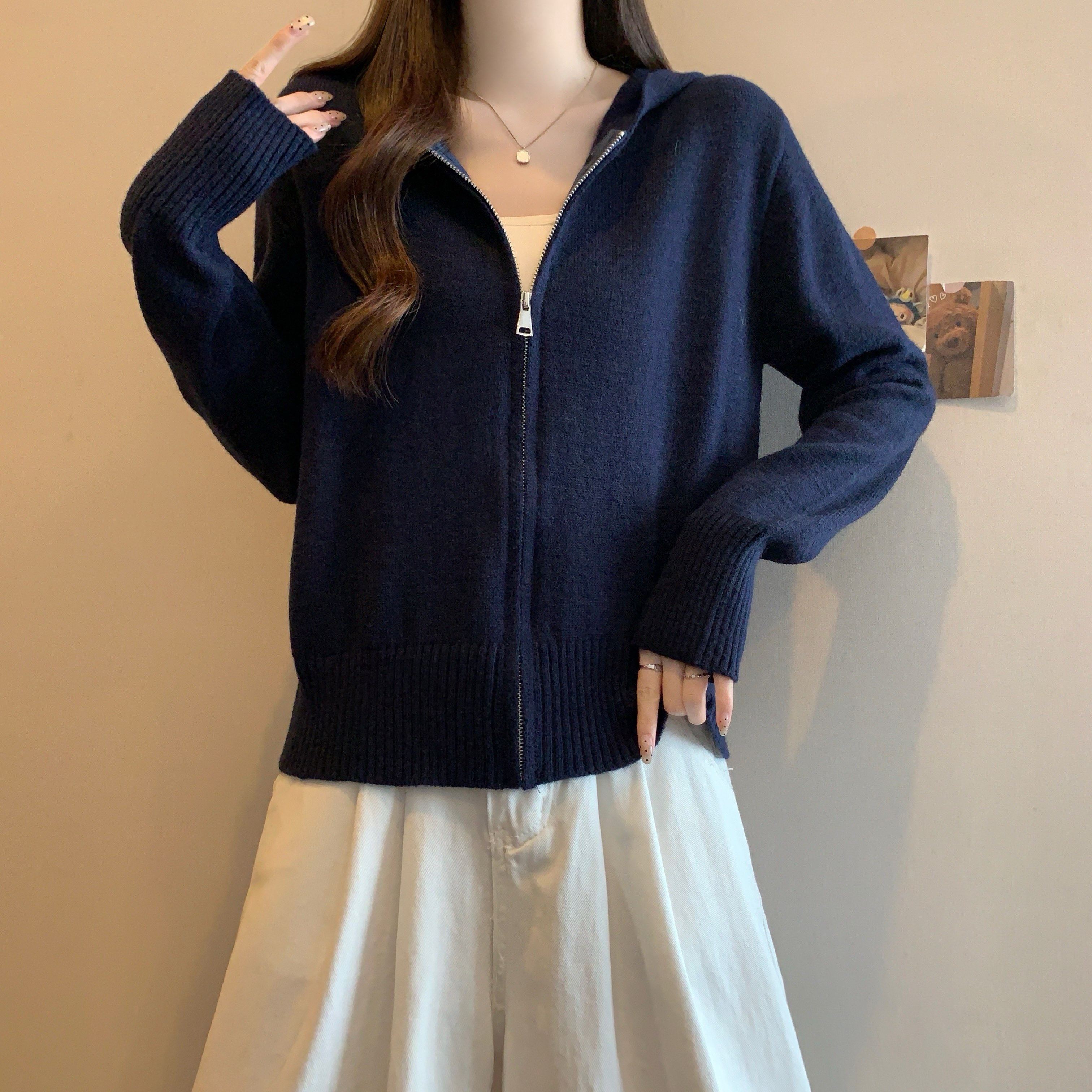 大码女装2025秋冬新款胖MM休闲针织衫上衣连帽长袖百搭毛衣外套潮,女装/女士精品,毛针织衫,淘宝优惠券,粉丝福利购,淘宝优惠卷