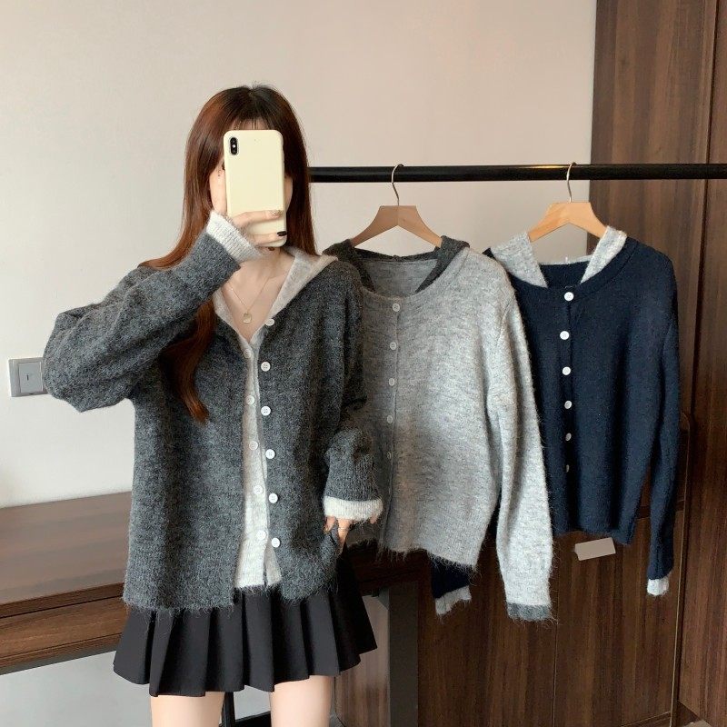 大码女装2025秋季新款胖MM时尚百搭撞色假两件连帽正肩上衣毛衣潮,女装/女士精品,大码内搭,淘宝优惠券,粉丝福利购,淘宝优惠卷