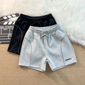 四分裤 夏季 子宽松 男美式 刺绣字母运动跑步反光条休闲中裤 新款 短裤