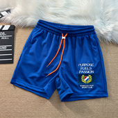 250克速干网孔透气休闲短裤 男宽松夏潮牌字母刺绣运动篮球四分裤