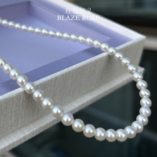 正品 诸暨天然淡水珍珠小米珠项链正圆极光无暇高品质送妈妈送女友