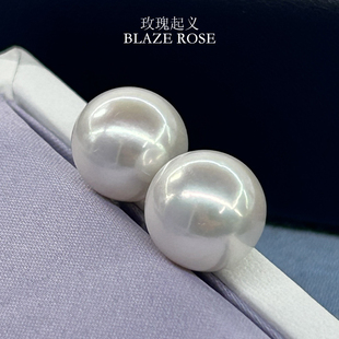 母亲节礼物诸暨天然淡水珍珠爱迪生耳钉正圆强光高品质纯银针正品