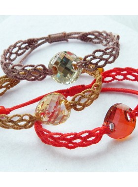 施家水晶绳编手链时尚流行款可调节长短龙鳞花色 网纹